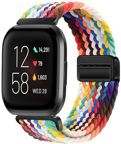 Issinlky Bracelet tressé nylon pour Fitbit Versa 2/Fitbit Versa/Lite Smartwatch, bracelet élastique pour Femmes Hommes