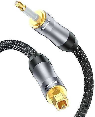VANAUX Toslink to Mini Toslink Digital Optical Cable,S/PDIF Fiber Optic Audio Cable,24K Gold Plated for TV,DVD Player,Soundbars,Stereo Systems (2ft/0.6m)