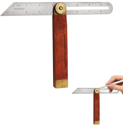 Sliding Bevel, Adjustable Bevel Gauge, Sliding Bevels Angle Finder 9 inch/230mm, T Bevels Blade Ruler with Hardwood Handle and Stainless Steel Blade for Carpenter Engineer Woodworking Craftsman