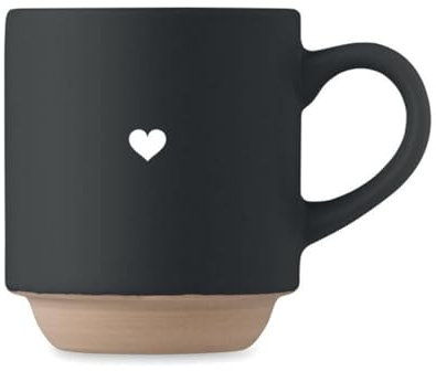 Kleine Kaffee Tasse aus Keramik mit eingraviertem Herz. Platzsparend Stapelbar. Passend für doppelten Espresso oder für die Kinder. max. 170ml - Ø6,8 - Höhe: 8cm (Schwarz)