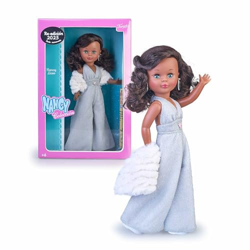 Nancy Liceo-Kollektion, Neuauflage von 1977, 42 cm große Puppe mit langem silbernen AFFE, geknotet am Hals, Sieht eine dunkelbraune halbe Mähne aus, offizielles Zertifikat, berühmt (NAL13000)