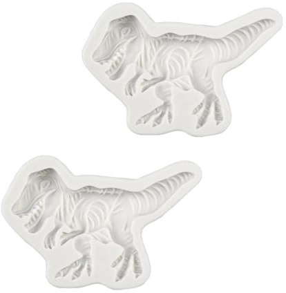 2 Pcs Dinosaur Fondant Moulds Creative Silicone Dinosaur Cake Moulds for Kitchen Cake Decorating