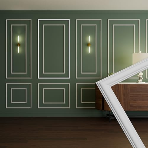 HEXIM Stuckleisten Wandrahmen Sets HDPS weiß - Auswahl an Größen für Wand, Decke, Bilder & Spiegel - Für stilvolle Wandfelder mit klarer Formensprache (RM16-F 140X75CM)