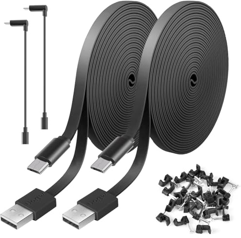 2 Pack 20FT Power Extension Cable Compatible with Wyze Cam V4,Wyze Cam v3,Wyze Cam Pan,WYZE Cam OG,NestCam Indoor,Blink,Amazon Cloud Camera,USB to Micro USB Durable Charging and Data Sync Cord(Black)