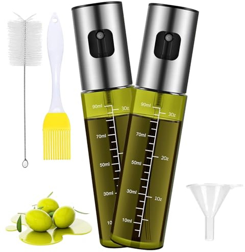 Pynzeka 2 Pièces Spray Huile Cuisine Vaporisateur D'huile pour Air Fryer Pulverisateur Huile Cuisine de Protection UV pour Griller Salade Cuisson
