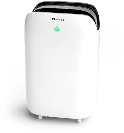 Belaco 20L/Day Dehumidifier | Powerful Moisture Absorber for Home, Office, Bedroom and Bathroom | Compact Portable Dehumidifier with Large Water Tank, Energy Saving, Quiet Operation