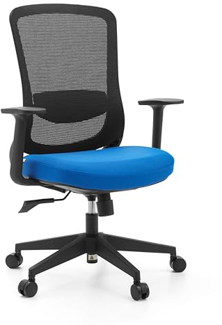 hjh OFFICE Ergonomischer Bürostuhl Sedito – Drehstuhl mit Verstellbarer Netz-Rückenlehne, Lordosenstütze und Wasserfallsitz, Schwarz/Blau