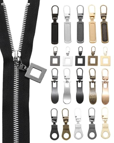 HUVZOR 20 pezzi Cursore Cerniera Metallo, Cursore Cerniera Ricambio, Ganci Per Cerniera Lampo Per Metallo, Gancio Di Ricambio Per Valigie, Cappotti, Riparazione