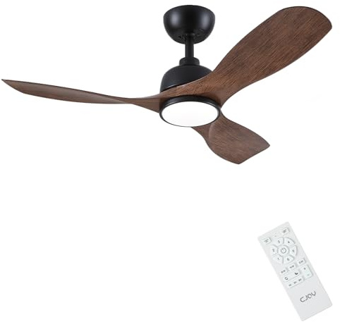 CJOY Ventilador de Techo con Luz Silenciador, 107 cm Ventilador de Techo con Mando Madera 3 Aspas, 6 Velocidades, Memoria 3 CCT, Regulable, Reversible CC, Modo Sleep, Para Dormitorio