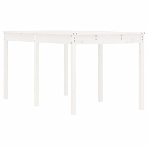 Mhdvray Gartentisch 159,5x82,5 cm Weiß aus massivem Kiefernholz Robuster Holztisch mit zeitlosem Design für Garten Terrasse Balkon und Outdoor Lounge