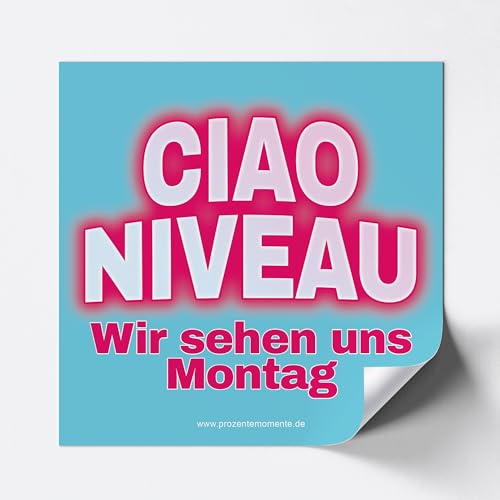 Ciao Niveau Sticker - Malle Aufkleber, für Festival oder Ballermann, witzige Sticker Sets für Party, Trinkspiel, JGA, Urlaub, Mallorca Sticker Set Accessoires lustig | 50 Stück