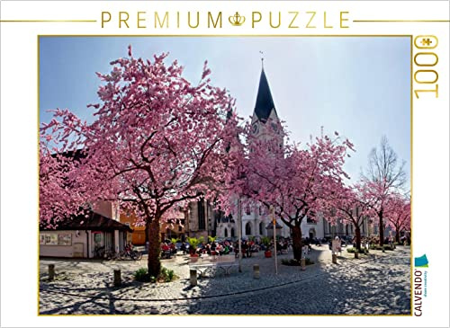 CALVENDO Puzzle Kirschbaumblüte auf dem Domplatz von Eichstätt 1000 Teile Puzzle quer | Lege-Größe cm Foto-Puzzle für glückliche Stunden