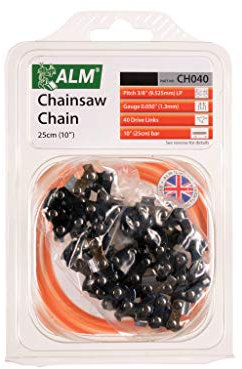 ALM CH040 Chainsaw Chain 3/8in x 40 Links 1.3mm - Fits All Makes and Models of Chainsaws Using a 3/8in Pitch, 0.050in Gauge and 40 Drive Link Chain.