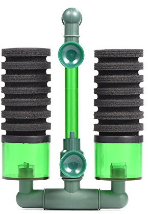 Filtro a Base di Schiuma biochimica Bio Sponge Double Head Air Pump con Ventosa per Attrezzatura Acquario (QS-100A)