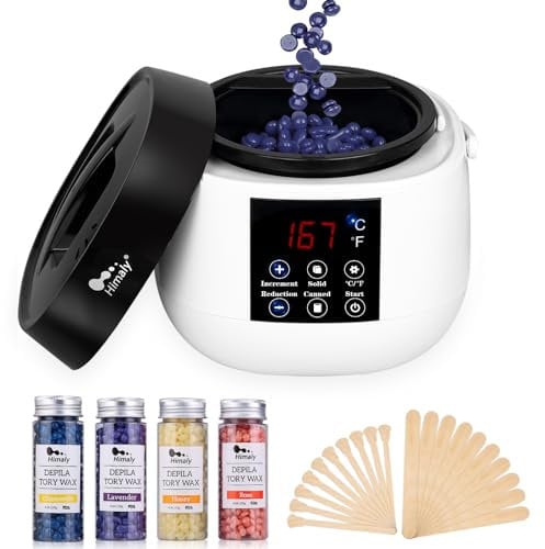 himaly Elektrischer Wachswärmer, Wax enthaarung Haarentfernung Set Warmer Heisswachs Wachserhitzer Enthaaren Wachsgerät Wachsperlen Waxheater Enthaarungswachs Warmwachsgerät Thermostat 75-120℃