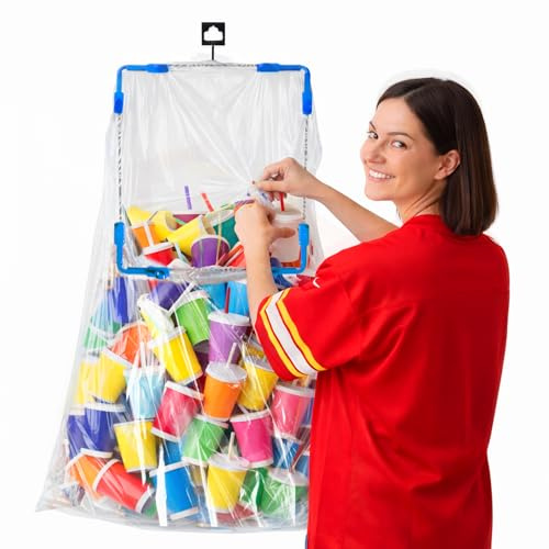 Portable Trash Bag Holder Stand For 20-33+ Gallon Liners. 16x17in Hanging Stand for Waste or Storage & Organization. Garbage can For Home Recycling Camping Picnic Party Boat Car RV or Leaf Collector