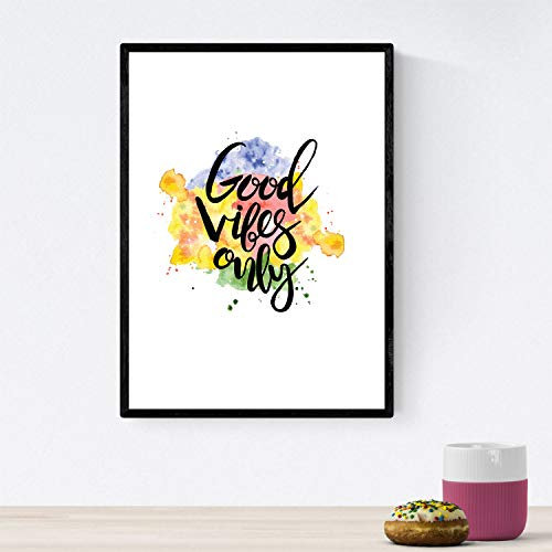 Nacnic Drucken mit glücklichen Nachrichten coloridos.Poster ‚Solo Buena Onda‘ für die Gestaltung. A4 ungerahmt