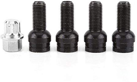 Écrou Antivol Micra, Jeu de serrure de boulon de crochet de roue, vis antivol de pneu de voiture, 4 + 1 M14 * 1.5MM boulon de roue en acier noir et écro