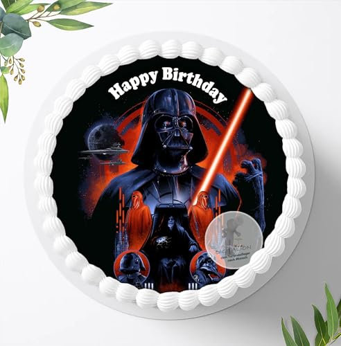 Für den Geburtstag ein Tortenbild, Zuckerbild mit dem Motiv: Star Wars, Essbares Foto für Torten, Fondant, Tortenaufleger Ø 20cm, 0753w