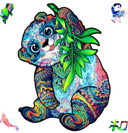 UNIDRAGON Original Holzpuzzle — Ernster Panda, 318 Teile, King Größe 12.2 x 16.1 Zoll (31 х 41 cm) Schöne Geschenkverpackung, Einzigartige Form Erwachsene und Kinder