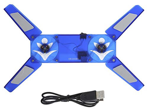 Laptop Cooling Pads, DR‑2008G Cooler Foldable Portable USB Dual Fan Transparent Gaming Stand, with LED Blue Light, Support Various Sizes Laptops