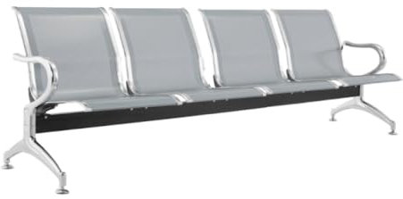 FBasic Sitzbank für Wartezimmer aus Stahl mit 4 Sitzplätzen 240x71x78H Farbe Silber | Airport