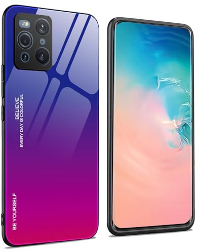 WEIOU Hülle für Oppo Find X3 Pro, Handyhülle Weich Silikon TPU Rahmen Farbverlauf-Glas Back Cover Dünn Bumper Case, Stoßfest Kratzfest Schutzhülle - 4