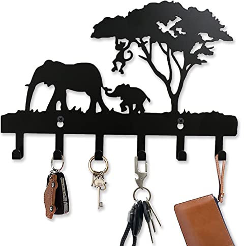 Viiluuxr Schlüsselablage 12 Inch Klein Schlusselbretthaken Edelstahl Schlüsselbrett Modern Schlüsselboard Schlüsselkasten Flur Schlüsselanhänger Küche Wand Hakenleiste Garderobenhaken, Schwarz.