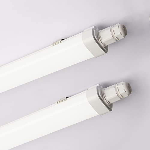 Lot de 2 Reglette LED 120cm avec connecteur à vis intégré IP65 6500K Eclairage pour Garage, Bureau