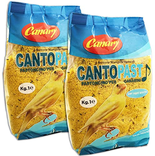 Canary Cantopast 1 pack da 2kg - Pastoncino giallo morbido - Mangime per canarini - Pastone per uccelli granivori. 1 Confezione da 2kg