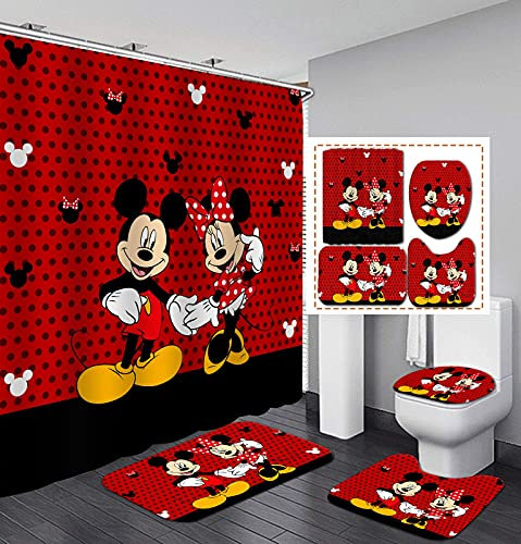 y6iiyy Clothing Duschvorhang-Set mit rutschfesten Teppichen, WC-Deckelbezug und Badematte, wasserdichtes Polyestergewebe, Badezimmervorhang mit 12 Haken, 183 x 183 cm, 4-teilig