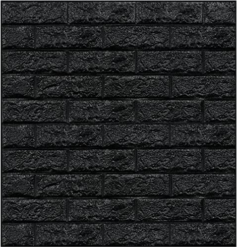 HI SHEEN 3D Wandpaneele Stein Optik Wasserdicht PVC Wandpaneele Schwarz 77cm x 70cm (10 Pack)