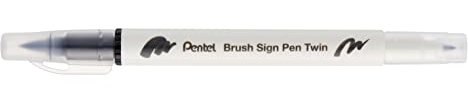 Pentel Brush Sign Pen Twin SESW30C Fibre-Tip Pen, 2 Brush-Like Tips, Black (Pack of 1)