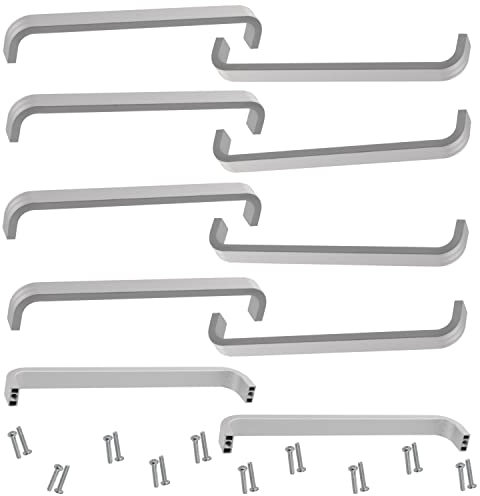 Aerzetix - C64321 - Set di 10 maniglie per mobili interasse 128mm - porte armadio cassetto decorazione interno arredamento cucina soggiorno assemblaggio - in alluminio - finitura: argento opaco