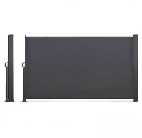 IDMarket - Biombo exterior retráctil (180 x 500 cm), color gris antracita