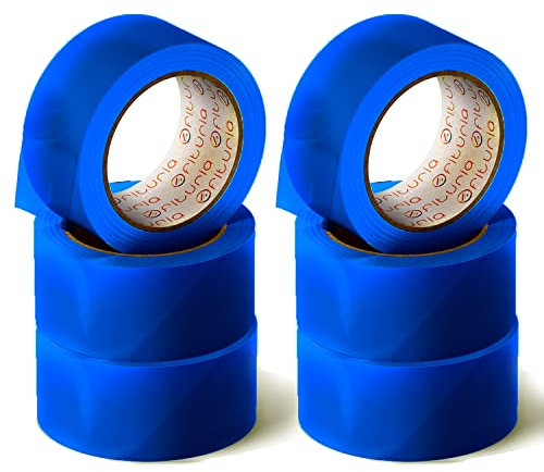 OFITURIA Klebeband, blaue Farbe, Klebeband zum Verpacken und Organisieren Ihrer Kartons und Sendungen, Siegel in verschiedenen leuchtenden Farben 66 m x 48 mm (6 Einheit - Blau)