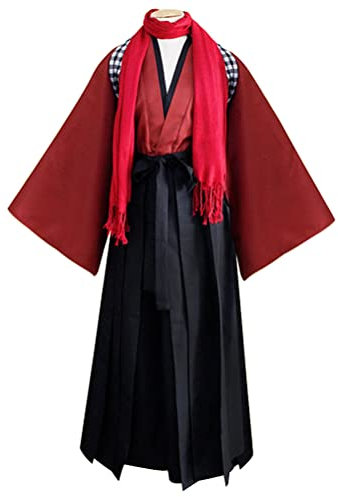 Kendo Hakama Aikido kimono tradizionale giapponese samurai guerriero arti marziali uniforme pantaloni vestito, 01-rosso, M