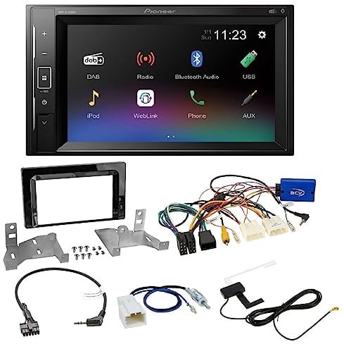 HE-Style Autoradio Einbauset passend für Toyota Aygo X (AB7) 04/2022-2023 mit Lenkradfernbedienung mit Autoradio Pioneer DMH-A240DAB incl. Einbauzubehör