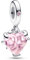 Lkwidi Charme Rosa Stammbaum, Herz baumeln Charms-Anhänger 925 Sterling Silber Charm Bead Pendant für Europäische Armbänder und Halsketten