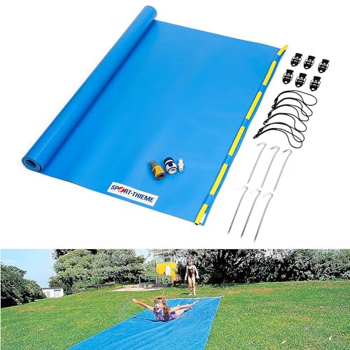 Sport-Thieme Wasserrutschbahn für Kinder u. Erwachsene im Garten | L: 6m, B: 1,1 m | Premium Qualität aus reißfester, strapazierfähiger Folie (1mm) | Anschluss für Gartenschlauch zur Berieselung 1/2