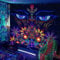 Ulticool – Augen Blumen Meditation - Glow in the Dark Wandteppich - Schwarzlicht under UV Reaktive Bright Black Neon Light - Blacklight Psychedelisch Wandtuch - 200 x 150 cm
