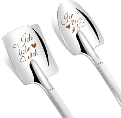 2 Stück Kaffeelöffel mit Gravur - Ich Liebe Dich, Kaffeelöffel aus Edelstahl, Jahrestag Geschenk für Sie und ihn - Valentinstag, Geburtstag, Weihnachten, Hochzeitstag Geschenk für Ihren Liebhaber