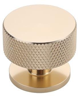 Alzassbg 6 Pack Gold Cabinet Knobs, 1.2 Inch Diameter Knurled Round Kitchen Knobs for Cabinets and Drawers AL6023ABG