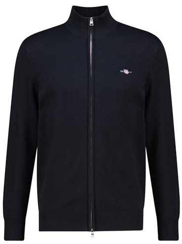 Gant Herren Casual Cotton Zip Cardigan Strickjacke, Black, 5X-Large