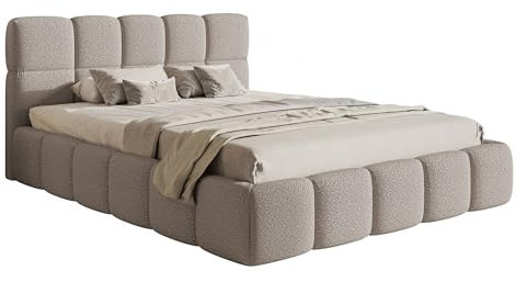 Selsey Bett Polsterbett 180 x 200 cm Boucle Gewebe Reißfest Cloudy Hellgrau