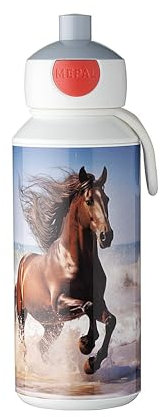 Mepal - Botella para Beber Campus Pop-up - Botella para Beber - Botella Agua a Prueba de Fugas para la Escuela - Sin BPA y apta para Lavavajillas - 400 ml - Wild Horse