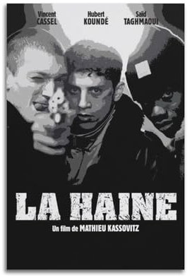Filmposter La Haine, Raumdekoration, ästhetisches Poster, künstlerisches Poster für Schlafzimmer, Wohnzimmer, Wände, 30 x 45 cm, ungerahmter Stil