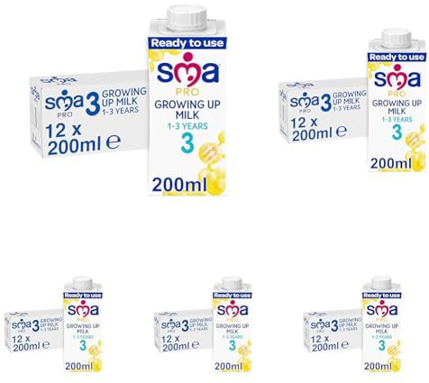 SMA PRO Growing-Up Baby Milk - 1-3 Years | Ready to Use Liquid Formula Milk 200 ml (Pack of 60)
