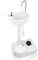 GYMAX Lavandino da Campeggio Portatile con Ruote, con Rubinetto, Dispenser di Sapone, Porta Asciugamano, Pompa a Pedale, Serbatoio d'Acqua da 17 L
