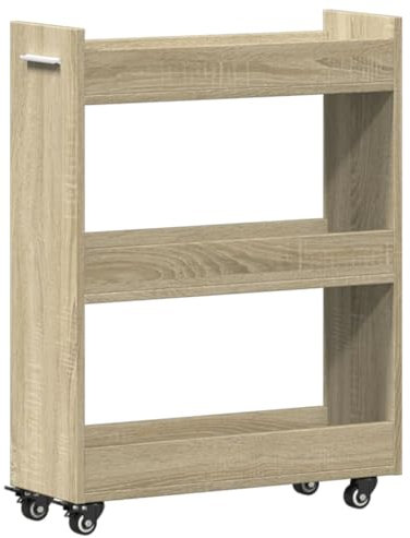 vidaXL Schrank mit Rollen Sonoma-Eiche 60x22x79 cm Holzwerkstoff